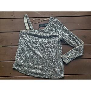 Cable & Gauge Sz Small ALL SEQUIN Amazing Off Shoulder Shirt Top Funky Fun